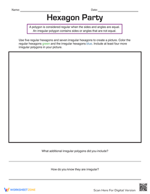 Hexagon Party Worksheet: Explore Shapes