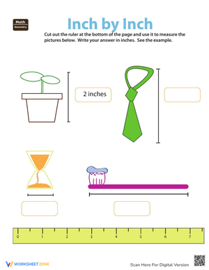 Reading a Ruler in Inches Worksheet