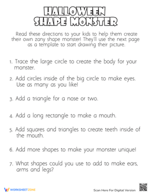 Shape Monster Worksheet: Learn Shapes