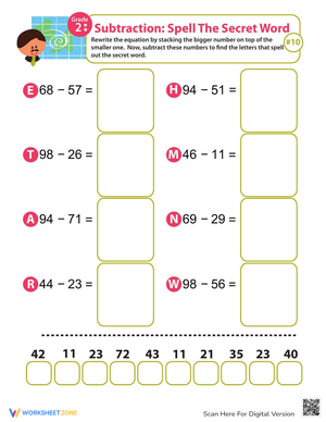 Secret Word Subtraction Fun