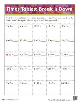 Hard Times Tables Worksheet: Multiplication Practice