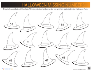Halloween Missing Numbers Worksheet