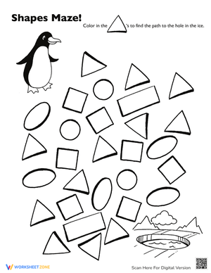 Shape Maze: Follow Triangles Worksheet