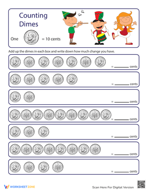 Money Match Dimes Worksheet