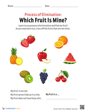 Elimination Fruit Worksheet