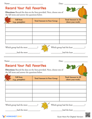 Record Your Fall Favorites Worksheet
