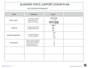 Glossary Get Together To Regroup Worksheet