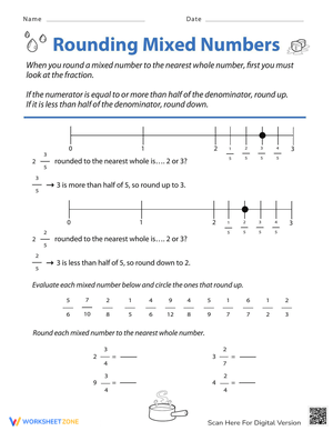 Rounding Mixed Numbers Worksheet