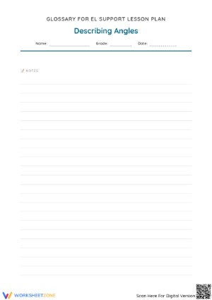 Describing Angles Glossary Worksheet | Grade 5 Essential