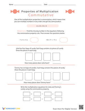 Commutative Property of Multiplication Worksheet