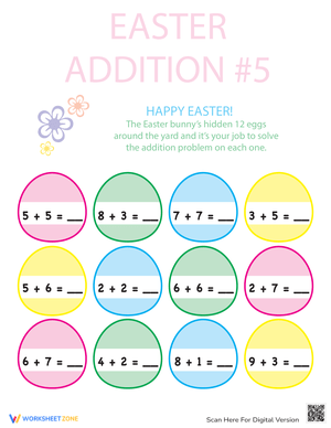 Easter Themed Addition Practice Worksheet