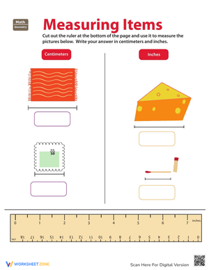 Ruler Reading: Centimeters and Inches Worksheet