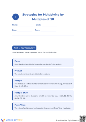 Multiply by Multiples of 10 | Printable Grade 3 Math