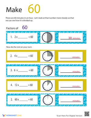 Identifying Factors of 60 Worksheet