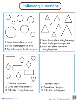 Following Directions Coloring Worksheet