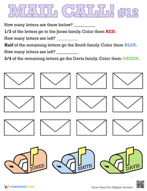 Learning Fractions: Halves Practice Worksheet