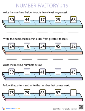 Number Factory Worksheet: Focus on 19