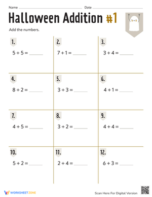 Halloween Addition Math Worksheet