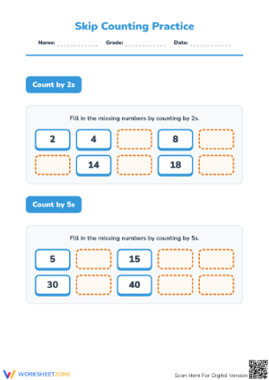 Essential Skip Counting Practice Worksheet | Grade 1 Math