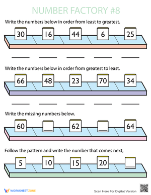 Number Factory: Recognize Numbers Worksheet