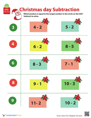 Holiday Math: Christmas Subtraction Fun