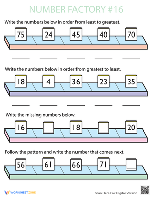 Number Factory Math Ordering and Sequencing Activity