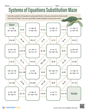 Solve Equations: Substitution Maze