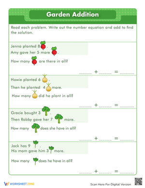Garden Addition: Math Practice Worksheet