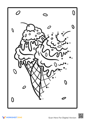 Ice Cream Dot to Dot Worksheet