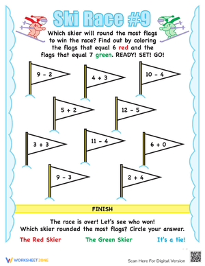 Ski Race Math Worksheet