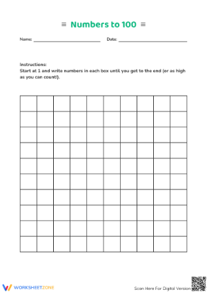 Numbers to 100 Worksheet | Grade 1 Printable Essential