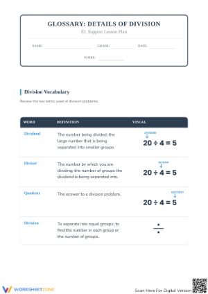Division Vocabulary Worksheet | Essential Grade 3 Math