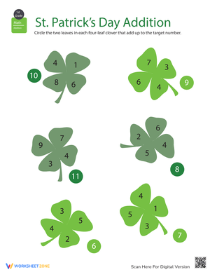 Holiday Math St. Patrick's Day Worksheet