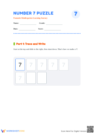Kindergarten Number 7 Worksheet | Essential Printable