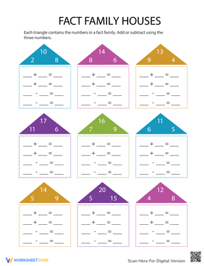Fact Family Houses Worksheet