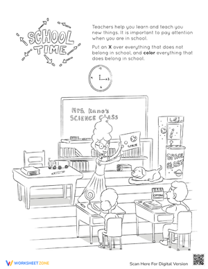 School Time Coloring Worksheet