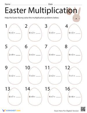 Engaging Easter Multiplication Worksheet for Math Practice
