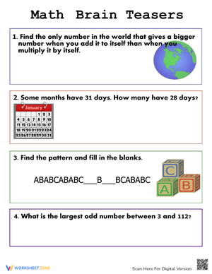 Easy Brain Teasers Worksheet