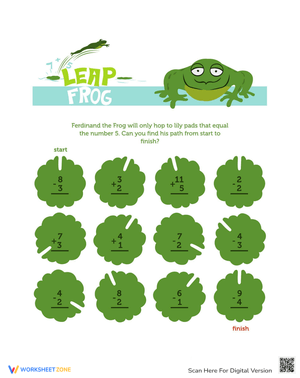 Leap Frog Subtraction Path Worksheet