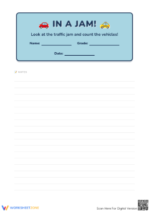 Printable Counting Worksheet: In a Jam — Kindergarten