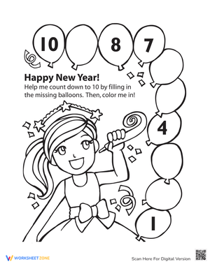 New Year's Countdown Worksheet