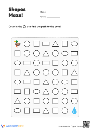 Printable Duck Maze: Circle Recognition for Kindergarten