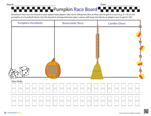 Pumpkin Race Board Game Worksheet