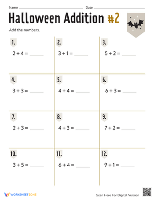 Halloween Addition Worksheet