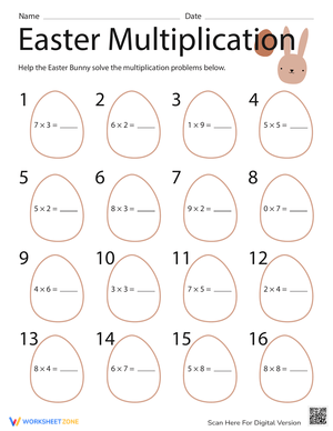 Easter Multiplication Worksheet for Kids
