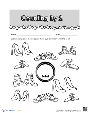 Counting by 2 Worksheet – Fun Shoe Pair Activity