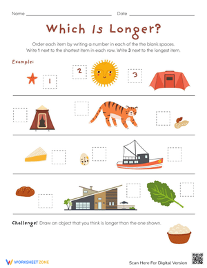 Ranking Length Worksheet: Longer Objects