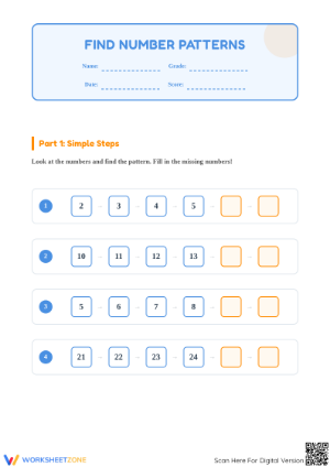 Printable Number Patterns Worksheet | Grade 1 Math