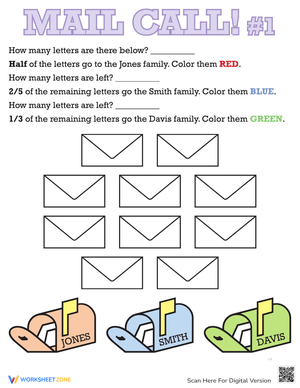 Learning Fractions: Math Basics Worksheet