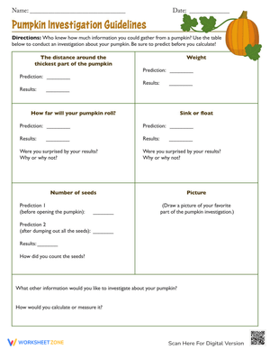 Pumpkin Investigation Guidelines Worksheet